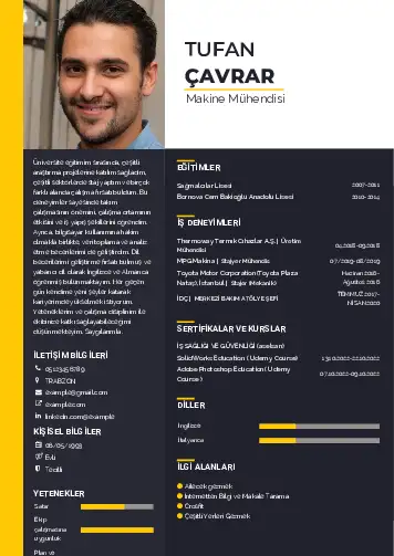 Makine Mühendisi Cv Örnekleri cv indir